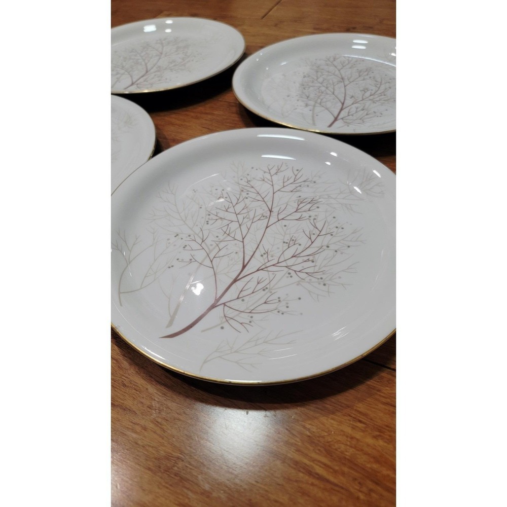Rosenthal Continental Bramble Dinner Plate Set Of 6 Gold Rim White Porcelain - Picture 4 of 10